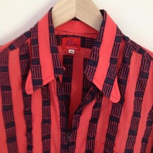 70's Prado Men's Vntg Black Stripped Red Shirt